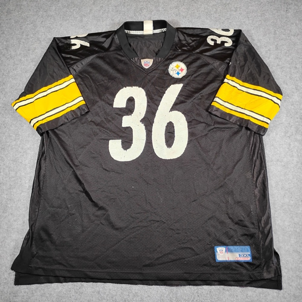 Mens Reebok NFL Pittsburgh Steelers Jerome Bettis 36 Football Jersey Black 3XL